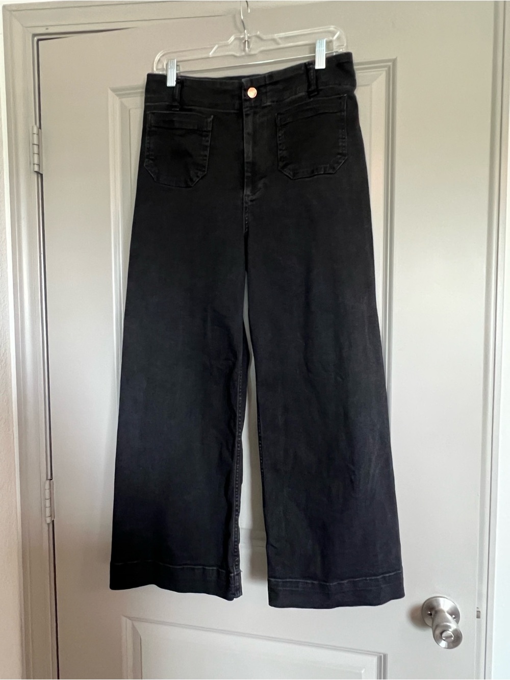 Anthropologie Pilcro Day Tripper Cropped High-Rise Wide-Leg Jeans in Black 29